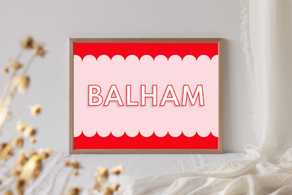 Balham, Scalloped Sign - Art Print