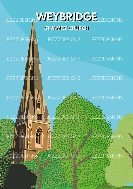 Weybridge - St James' Church Print