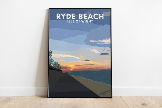 Sunset on Ryde Beach - Isle of Wight - Digital/Graphic Print of Beach in the sunset.