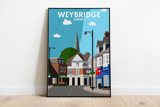 Weybridge High Street, Surrey - Digital Art Print