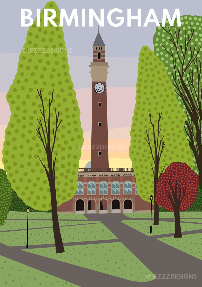 Birmingham University, Old Joe - Digital Art Print
