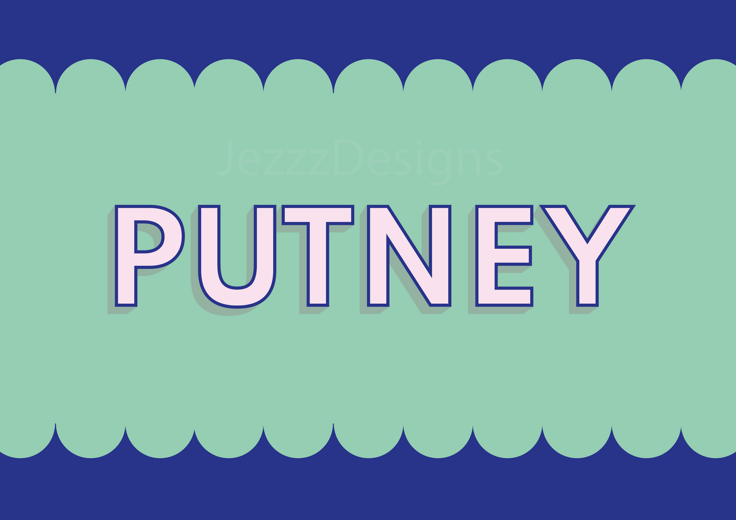 Putney, Scalloped Sign - Art Print