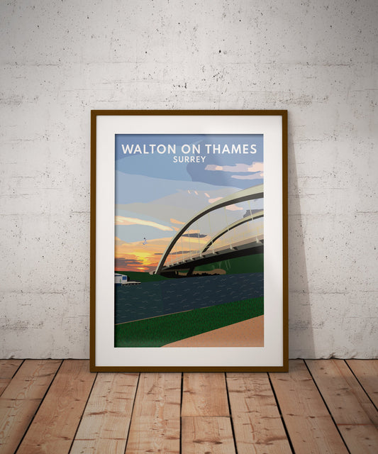 Walton On Thames, Surrey - Sunset View, Graphic Print / Art