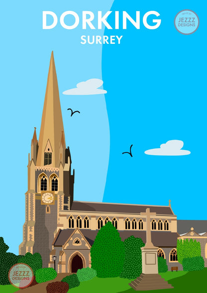 St Martin's Church, Dorking - Digital Art Print