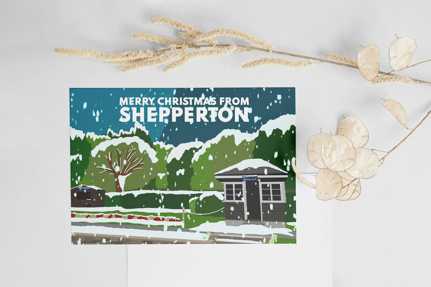 Christmas in Shepperton, Surrey, Middlesex - Christmas Cards (The Ferry, The Lock, The Church & Church Square)